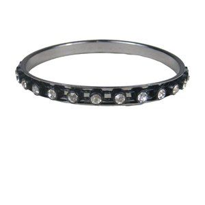 Modern Punk Rhinestone Bracelet Black Jewelry Beaded Metal Statement Bangle